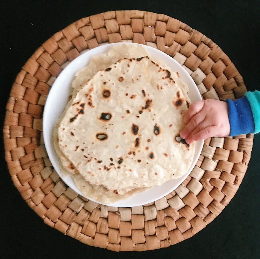 flour tortillas set on placemat 